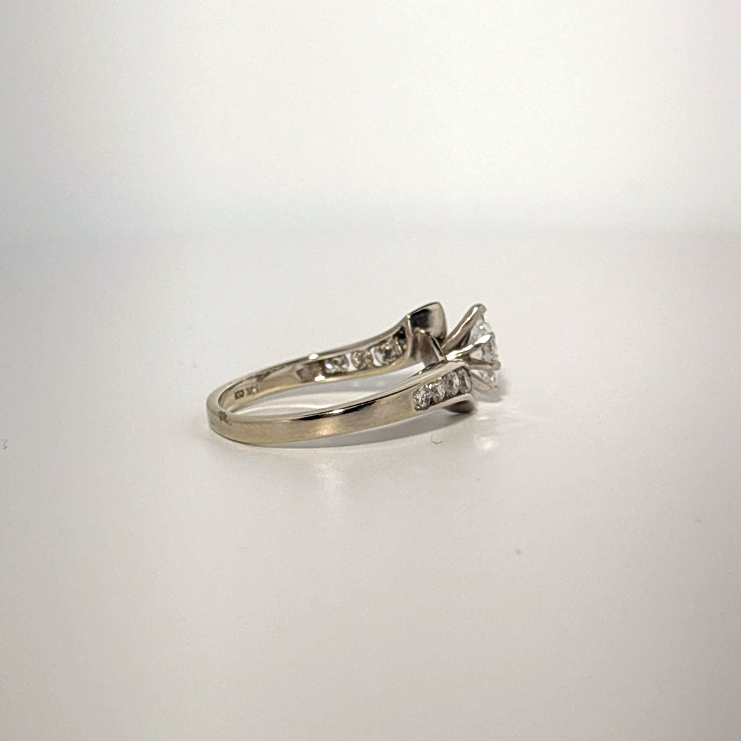 Natural Diamonds (0.89 CTW) Center Marquise (0.39 CT), Size 8, 14K White Gold