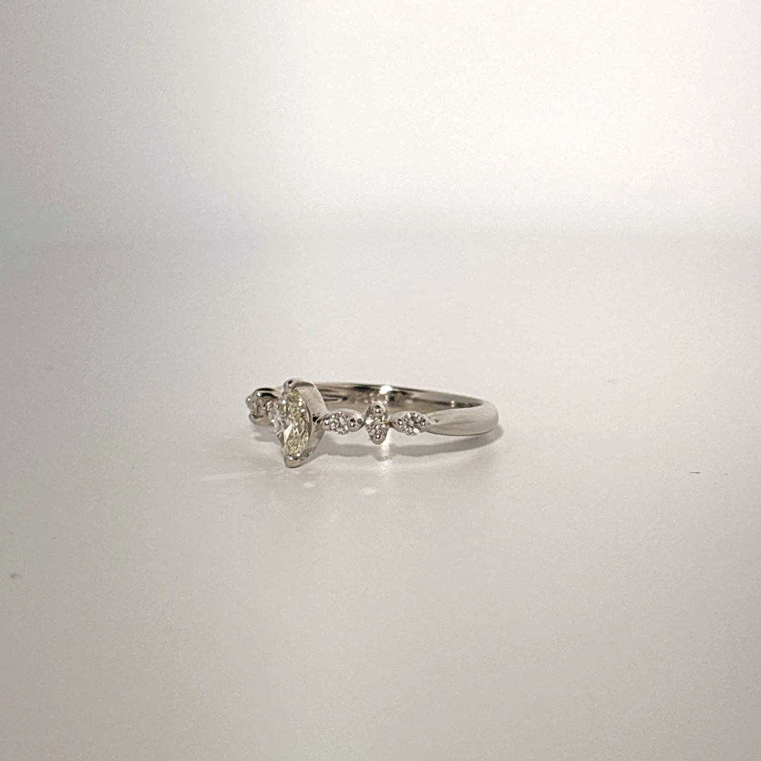Natural Diamonds (0.43 CTW) Center Marquise (0.28 CT), Size 6, Platinum 900