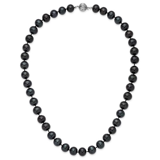 Black Freshwater Cultured Pearl(10-11mm)18", 14K White Gold