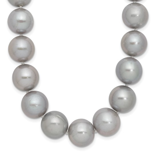 Gray Freshwater Cultured Pearl(11-12mm)18", 14K White Gold