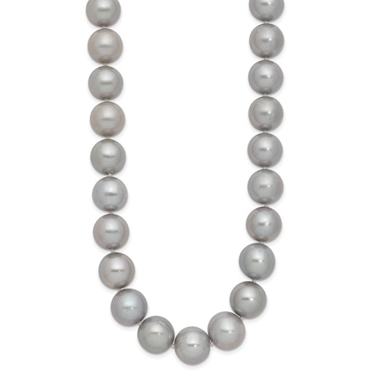 Gray Freshwater Cultured Pearl(11-12mm)18", 14K White Gold
