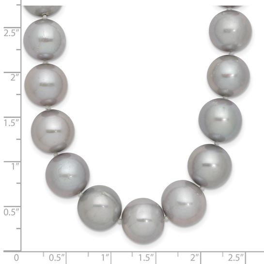 Gray Freshwater Cultured Pearl(11-12mm)18", 14K White Gold