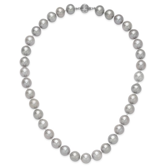 Gray Freshwater Cultured Pearl(11-12mm)18", 14K White Gold