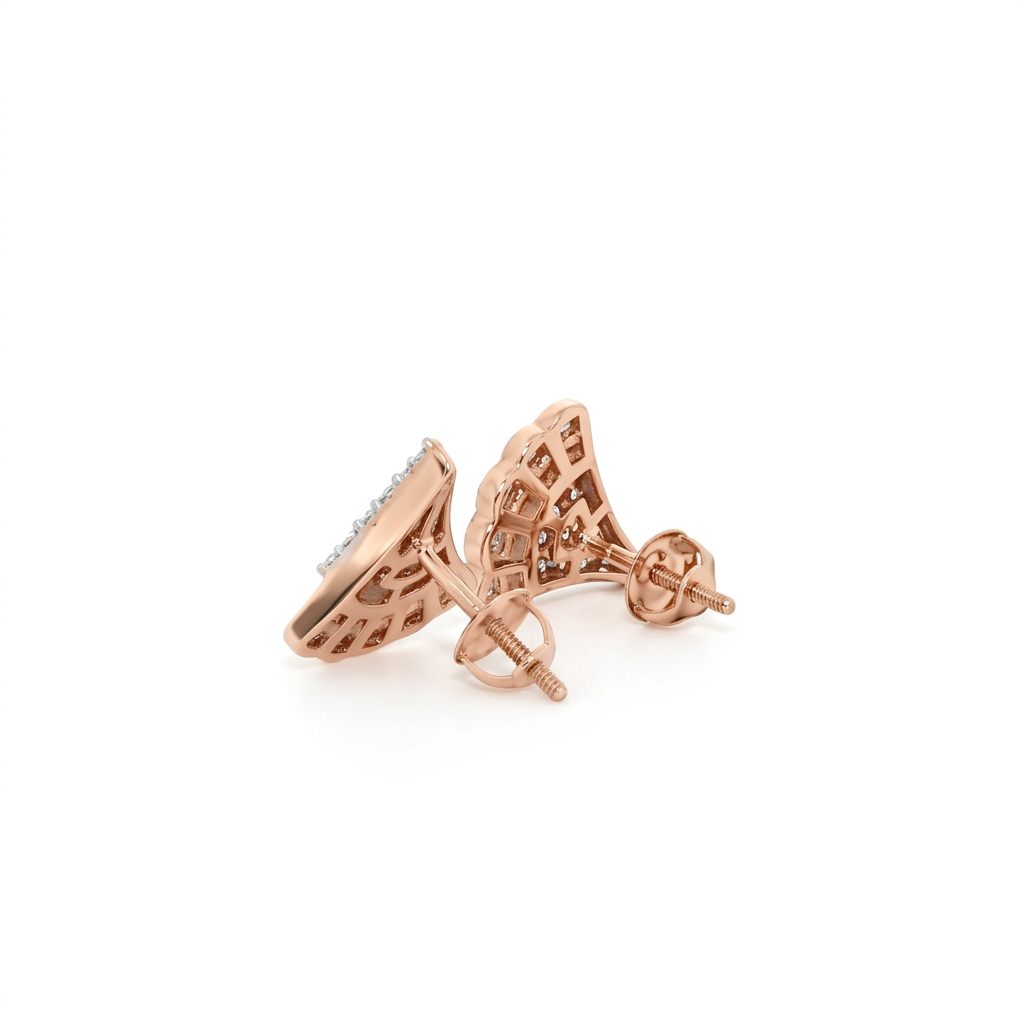 Flower Earring Studs, Natural Diamonds (0.50CTW), 10K Rose Gold