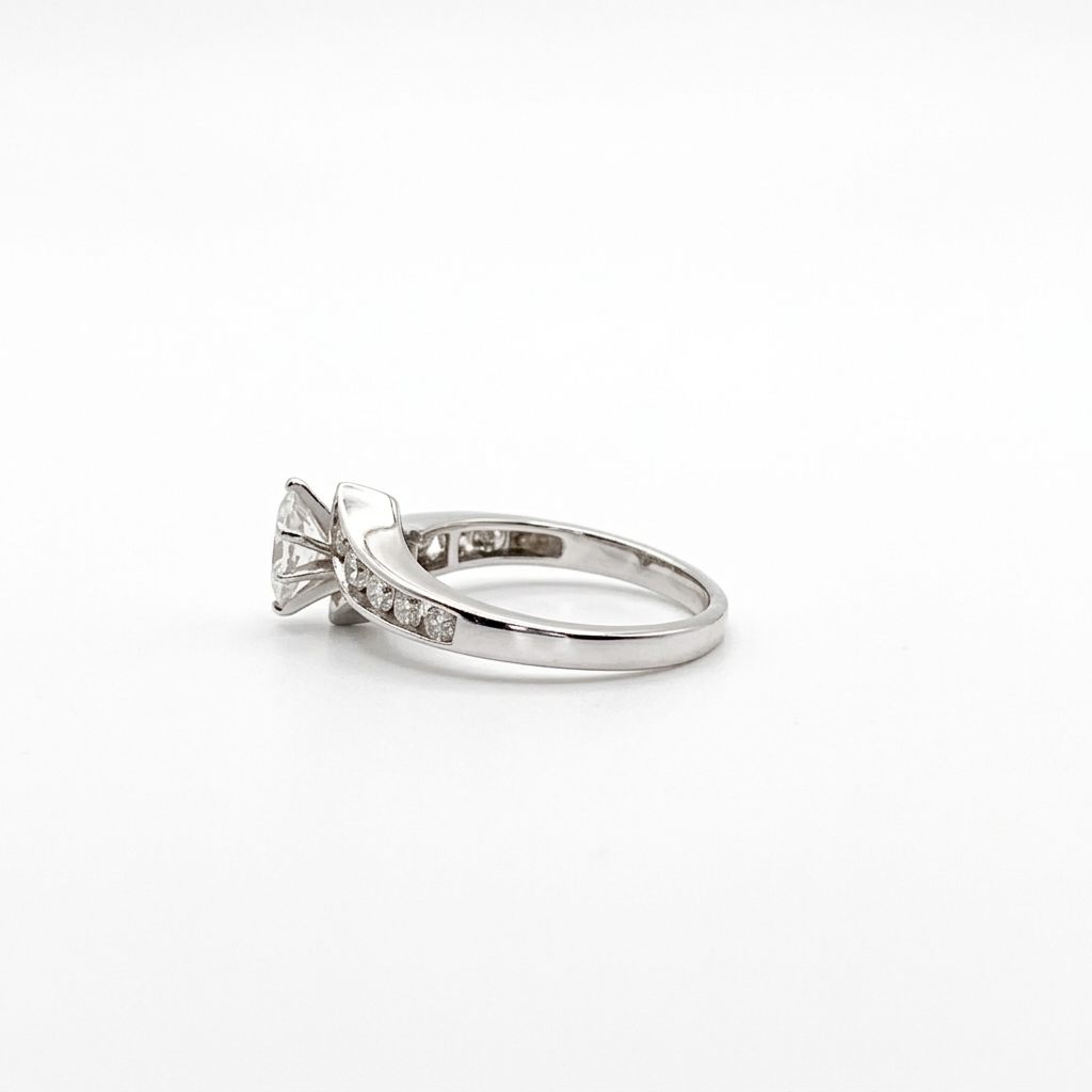 Natural Diamonds (0.89 CTW) Center Marquise (0.39 CT), Size 8, 14K White Gold