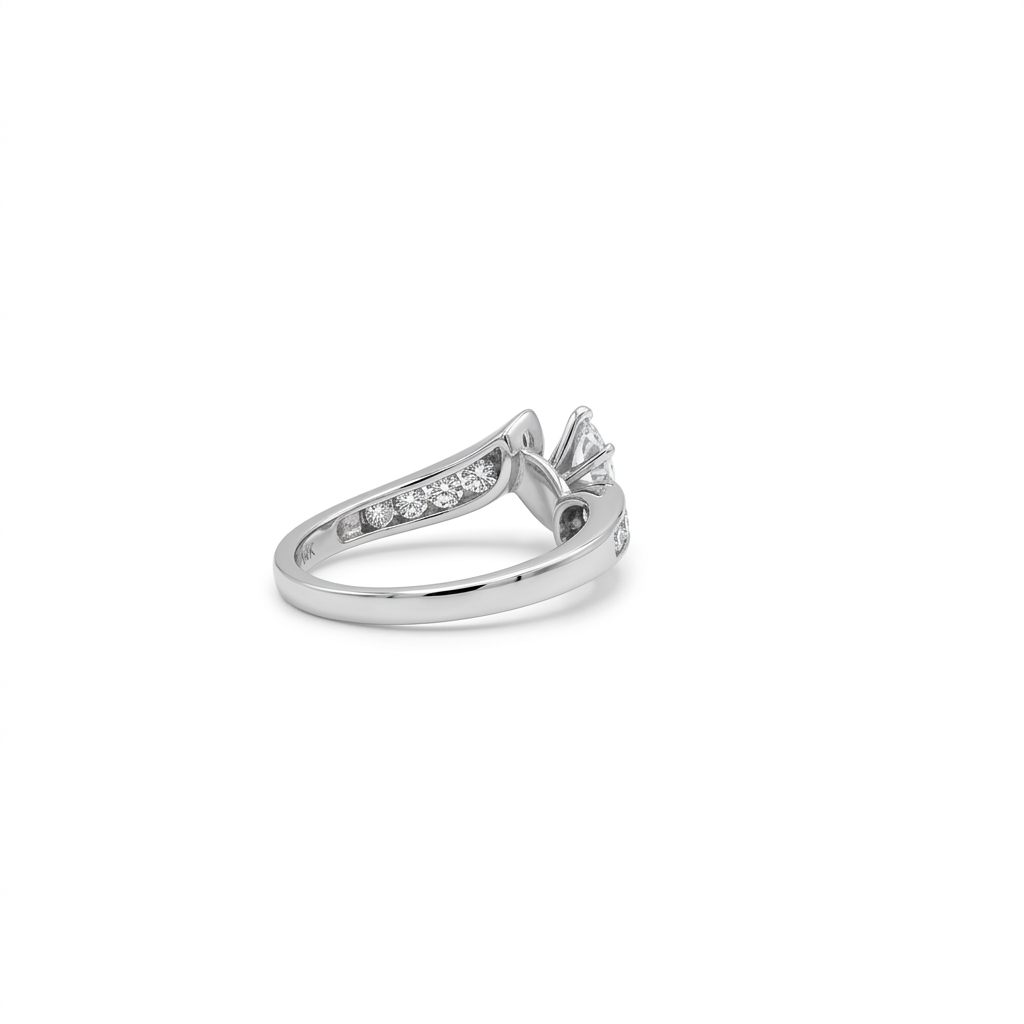 Natural Diamonds (0.89 CTW) Center Marquise (0.39 CT), Size 8, 14K White Gold