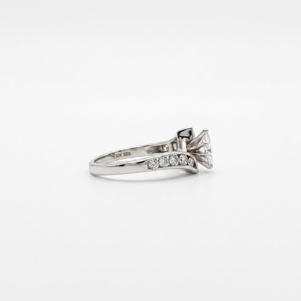 Natural Diamonds (0.89 CTW) Center Marquise (0.39 CT), Size 8, 14K White Gold