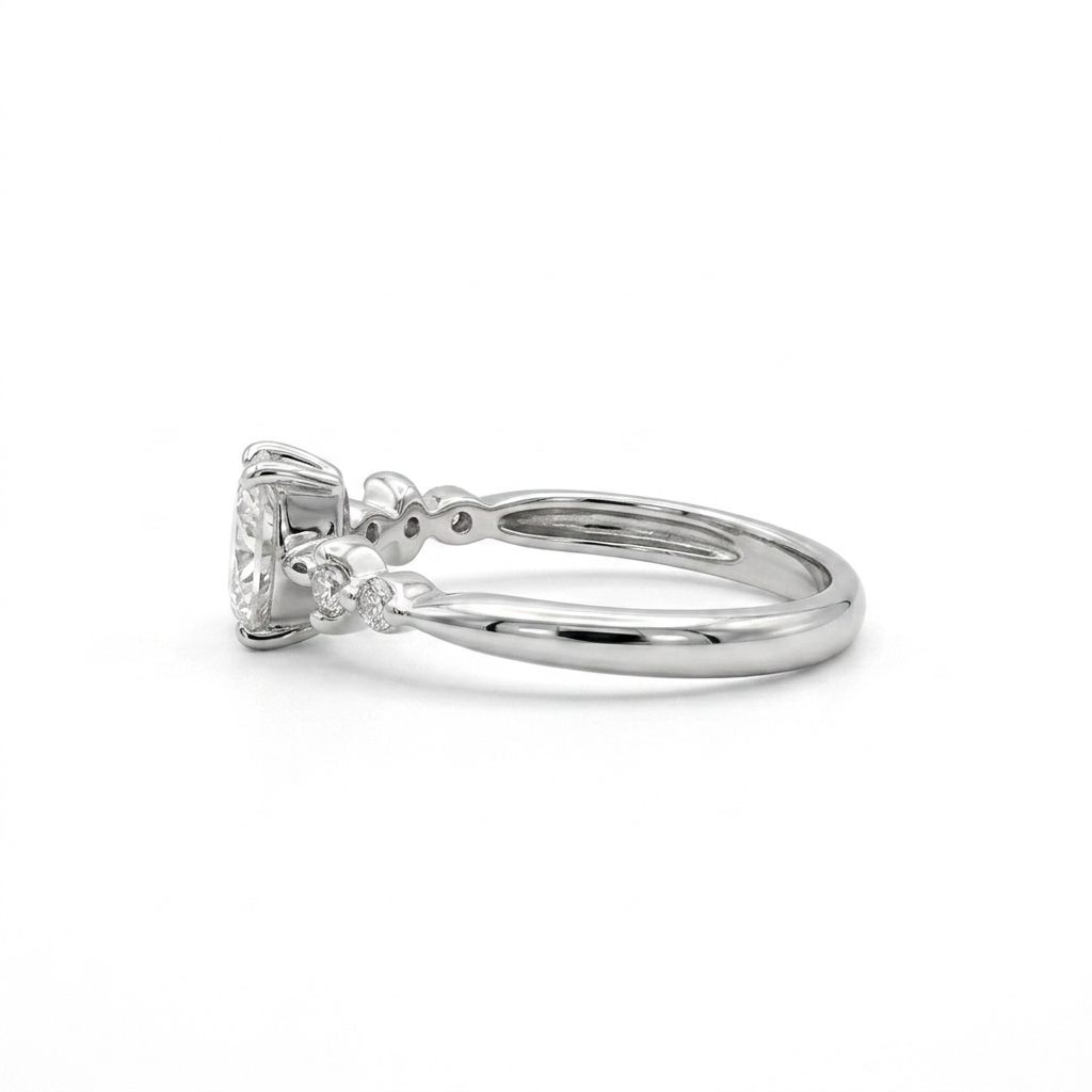 Natural Diamonds (0.43 CTW) Center Marquise (0.28 CT), Size 6, Platinum 900