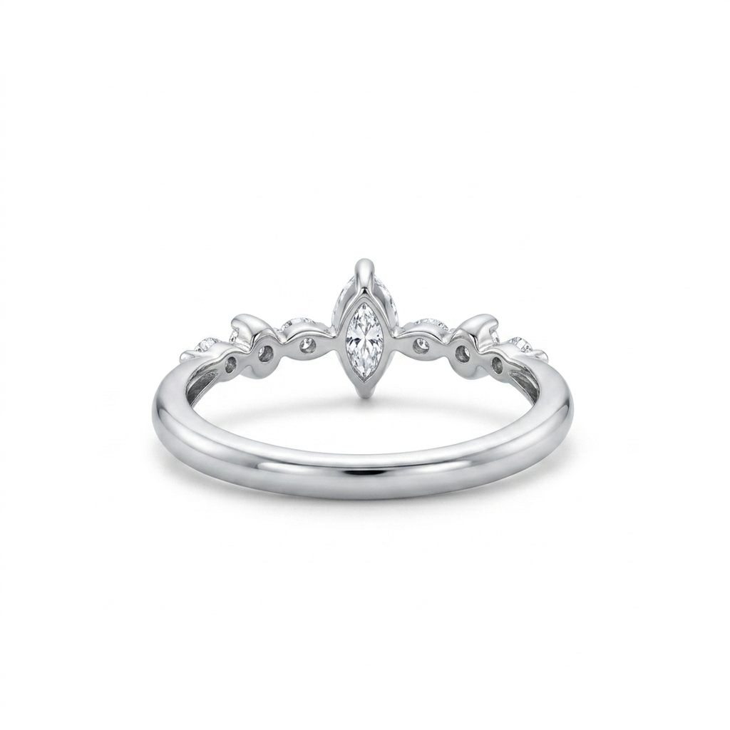 Natural Diamonds (0.43 CTW) Center Marquise (0.28 CT), Size 6, Platinum 900