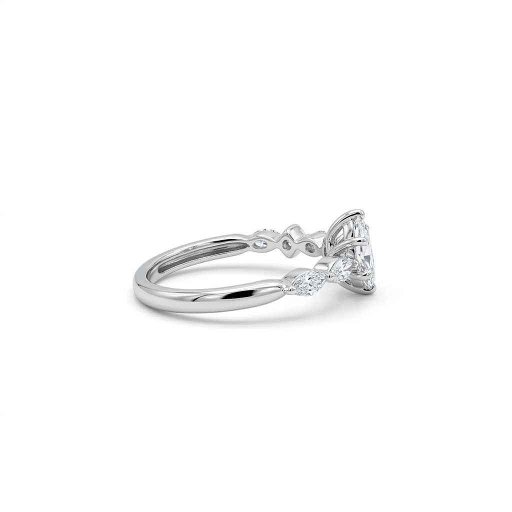 Natural Diamonds (0.43 CTW) Center Marquise (0.28 CT), Size 6, Platinum 900