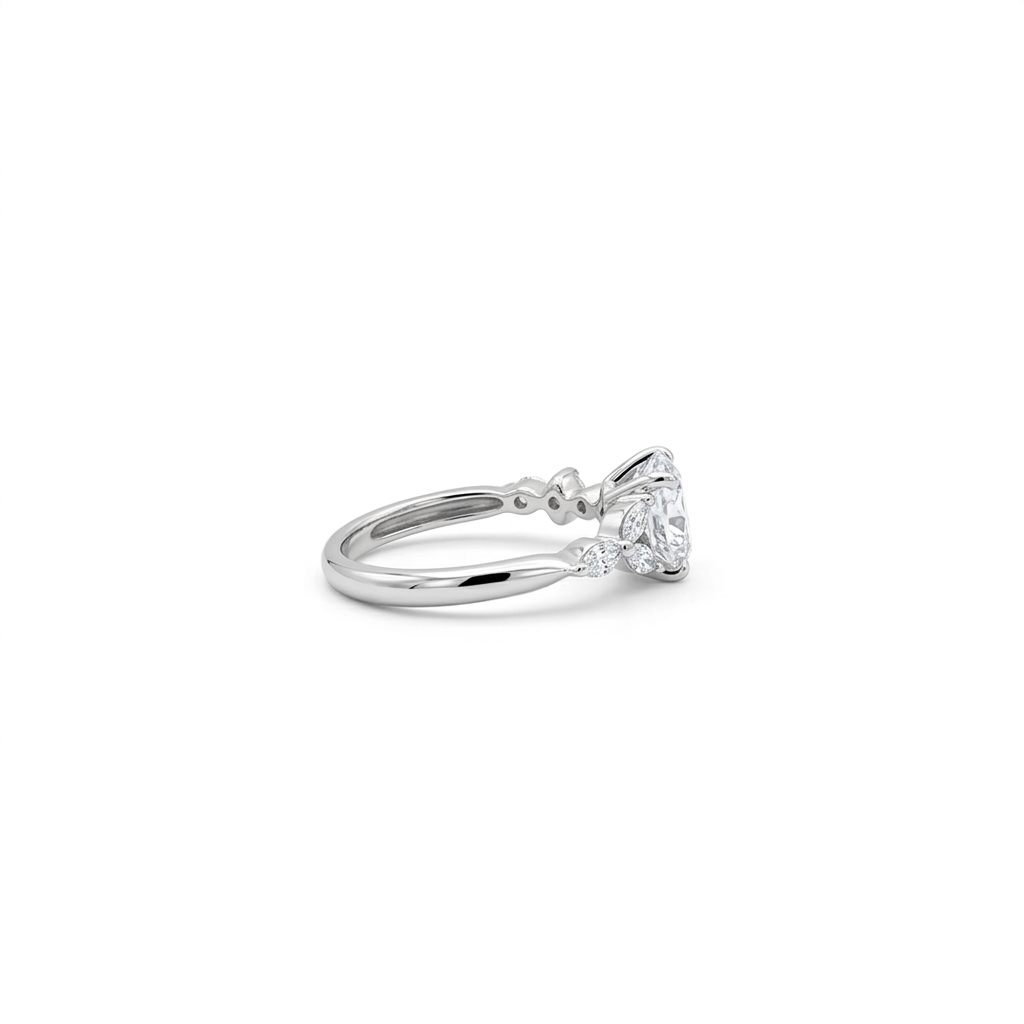 Natural Diamonds (0.43 CTW) Center Marquise (0.28 CT), Size 6, Platinum 900