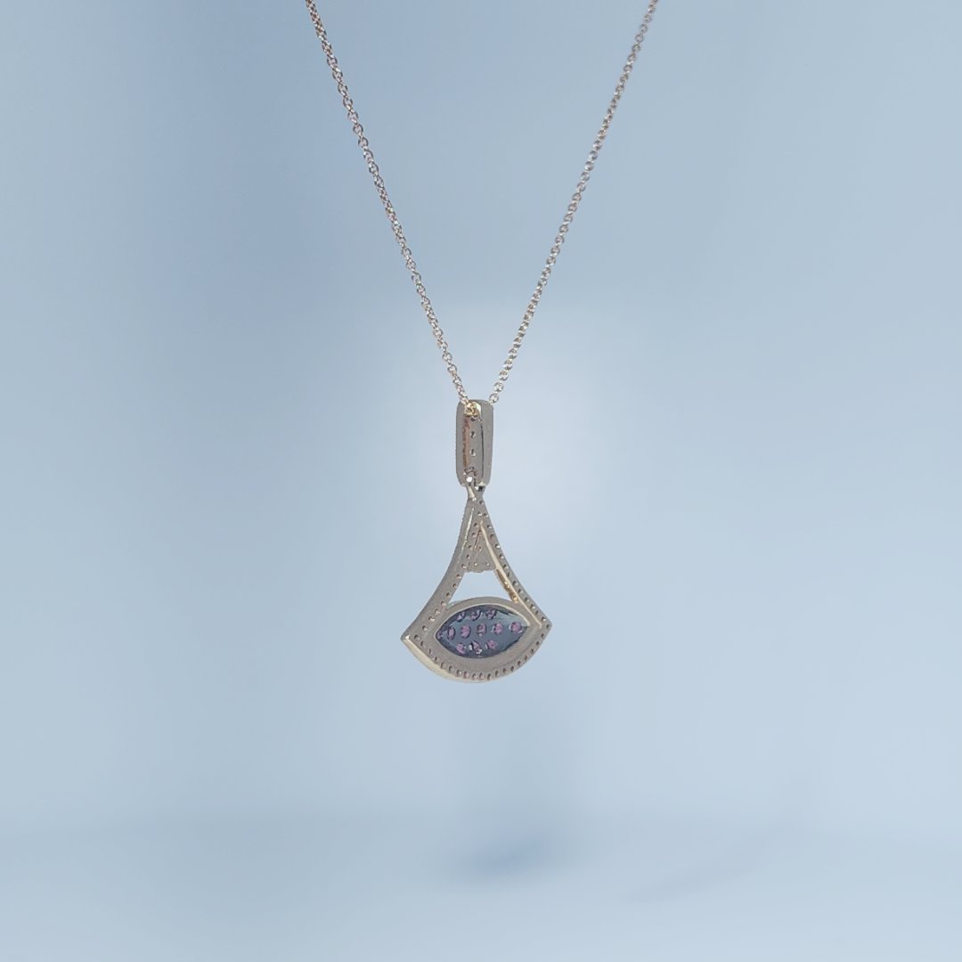 Natural Diamonds (0.75 CT), Natural Rhodolite Garnet, Diva Pendent Chain, 14K Rose Gold
