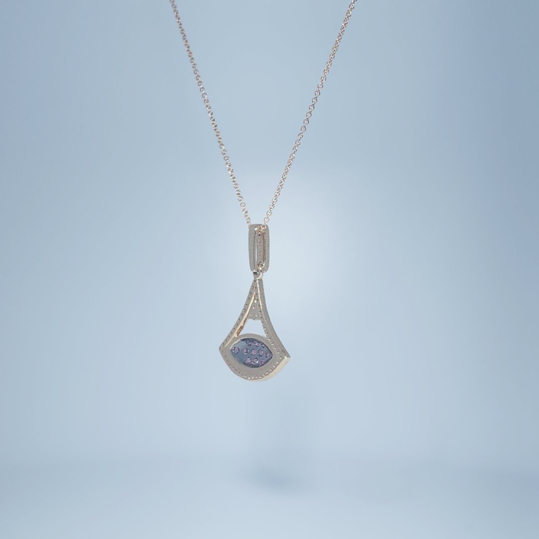 Natural Diamonds (0.75 CT), Natural Rhodolite Garnet, Diva Pendent Chain, 14K Rose Gold