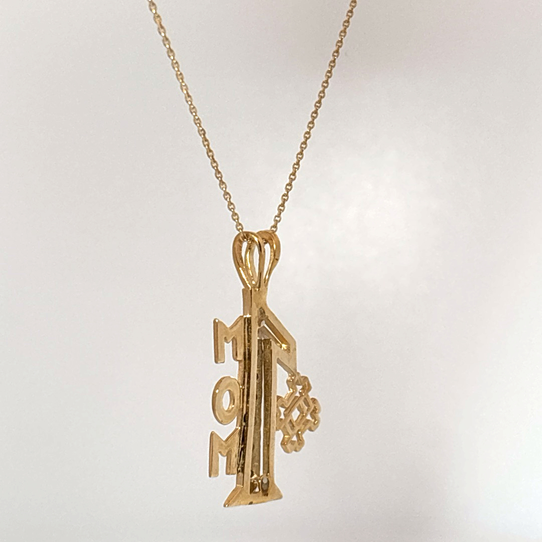 #1 MOM Pendant Chain with Natural Diamonds (0.035 CT), 14K Yellow Gold (3.20G)