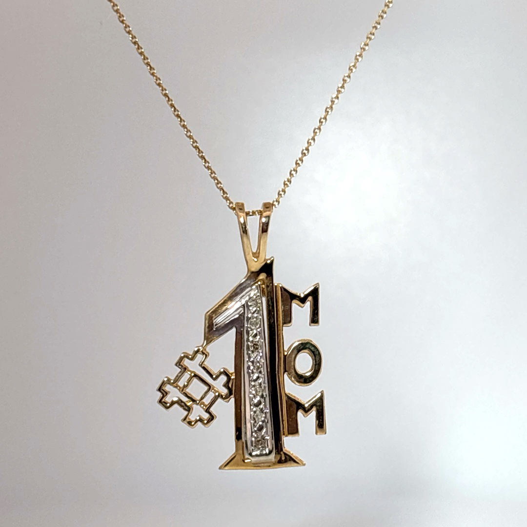 #1 MOM Pendant Chain with Natural Diamonds (0.035 CT), 14K Yellow Gold (3.20G)
