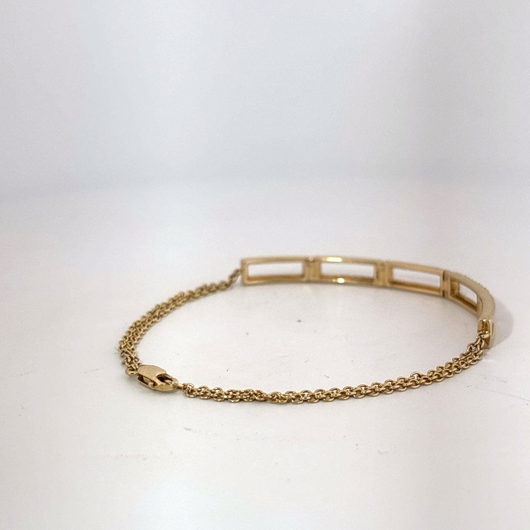 Female Geometric Bracelet, 14K Yellow Gold with diamond accents totaling 0.24ct.