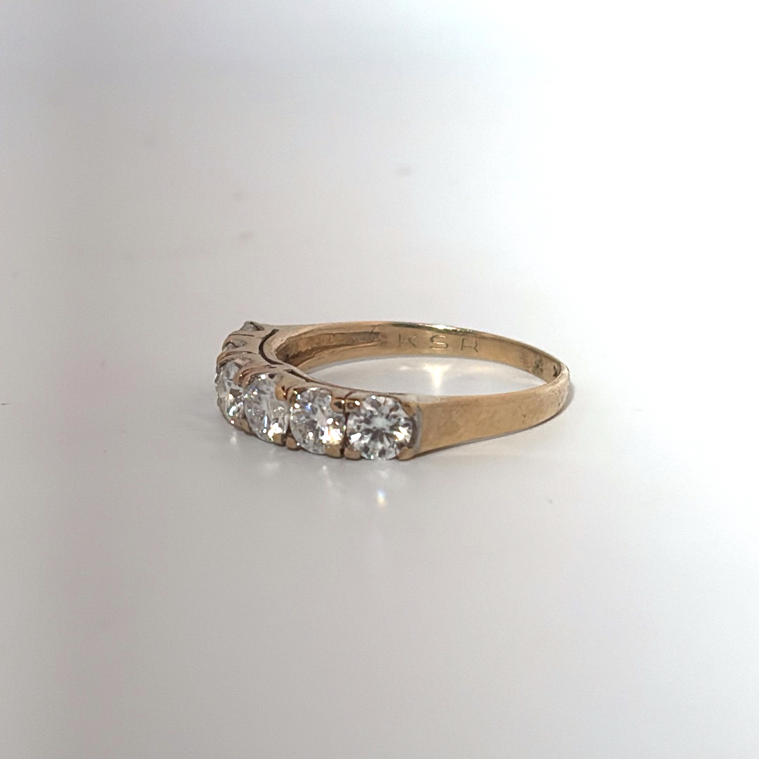 6 stone anniversary band, with Moissanite, Size 8, 2.2G, 10K Yellow Gold