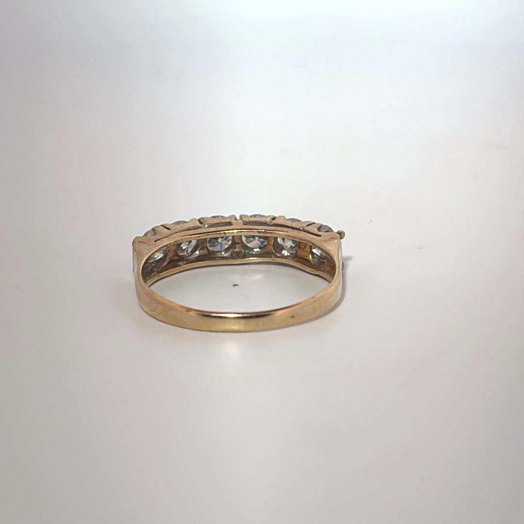 6 stone anniversary band, with Moissanite, Size 8, 2.2G, 10K Yellow Gold