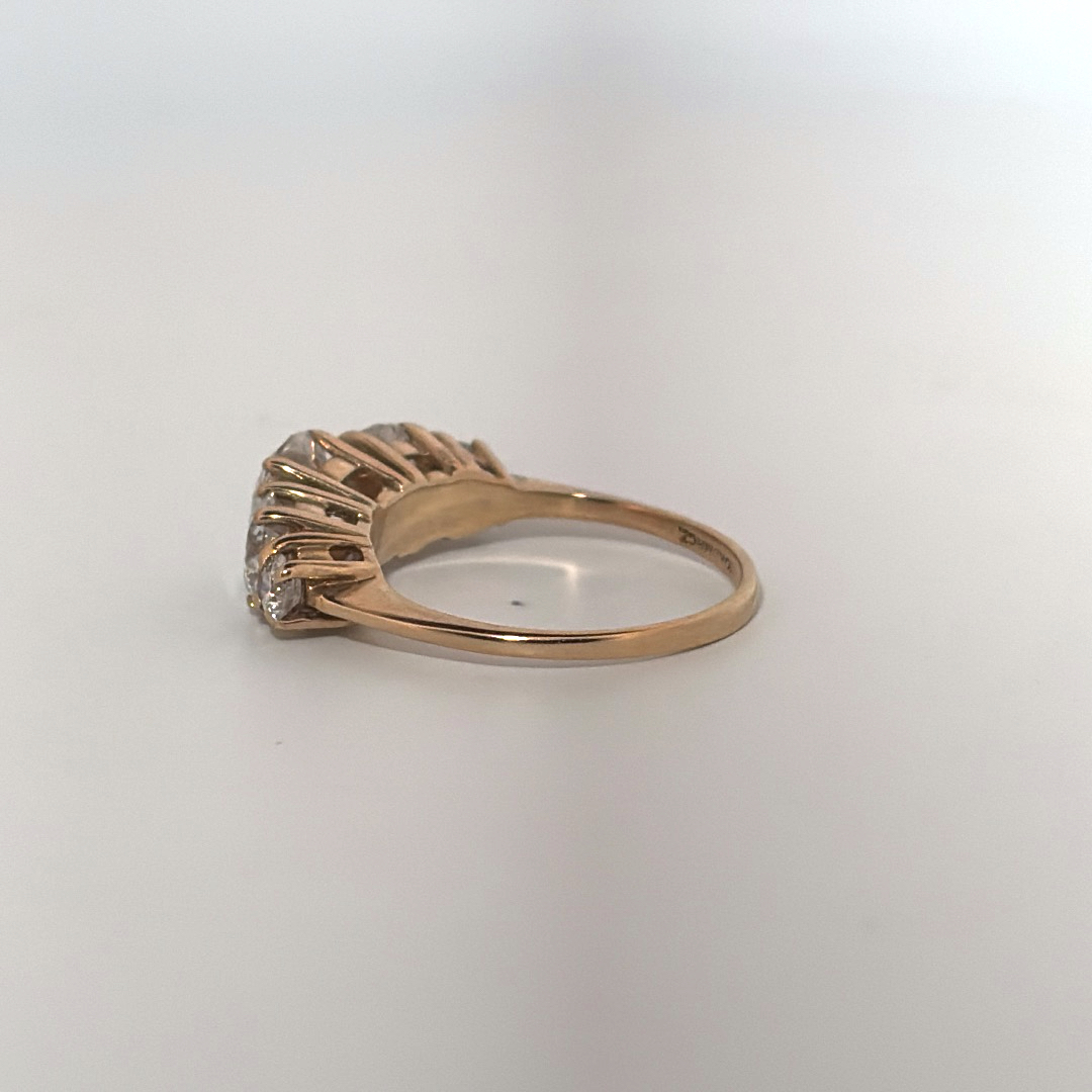 10K Yellow Gold Ring, set with 5 Moissanites, 2.6g, Size 6.
