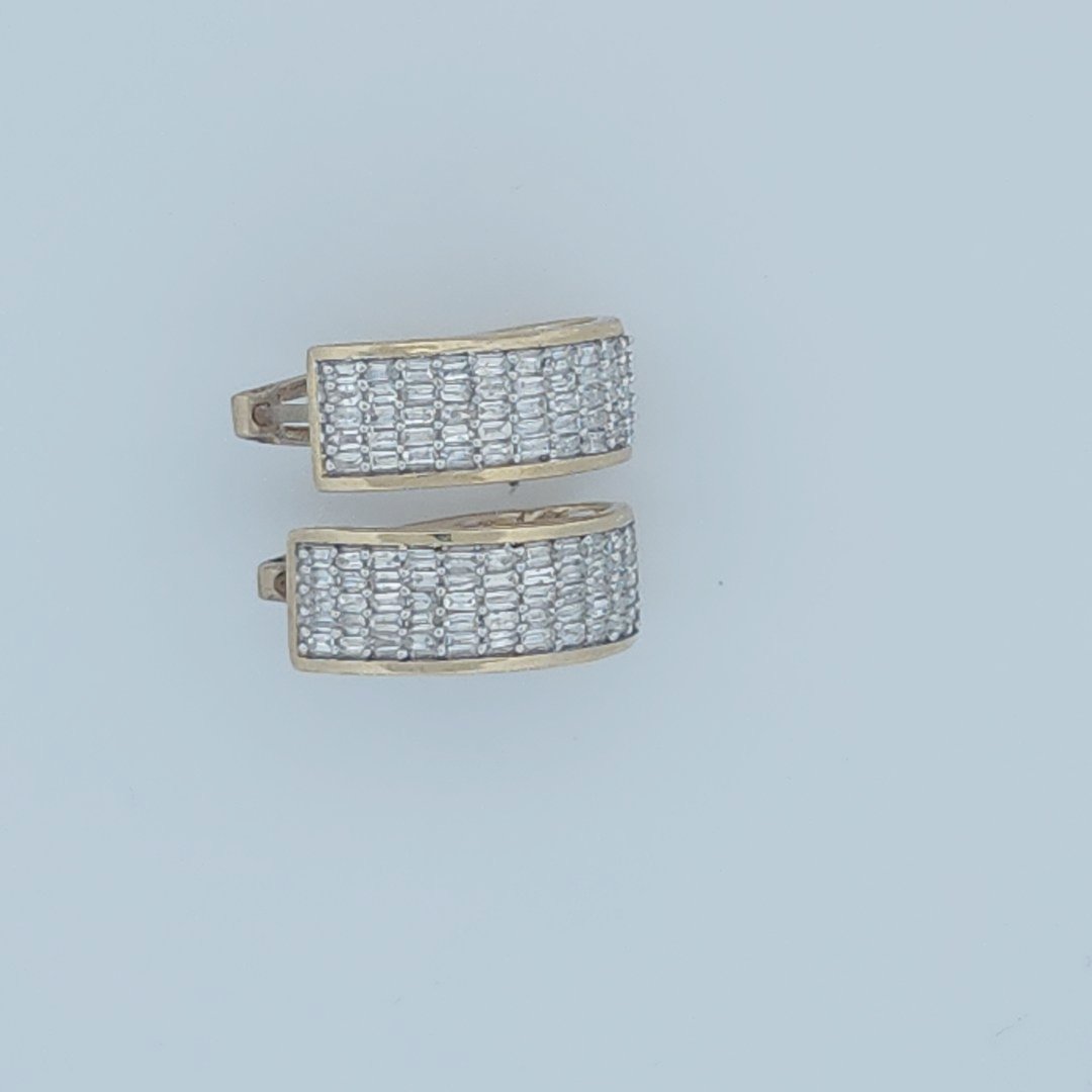 Baguette Diamonds Hoop Earrings , Natural Diamonds (0.75CTW), 10K Yellow Gold