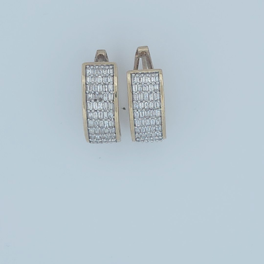 Baguette Diamonds Hoop Earrings , Natural Diamonds (0.75CTW), 10K Yellow Gold
