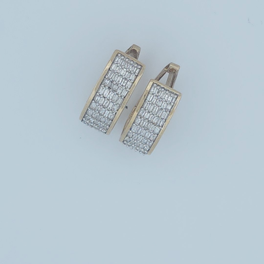 Baguette Diamonds Hoop Earrings , Natural Diamonds (0.75CTW), 10K Yellow Gold