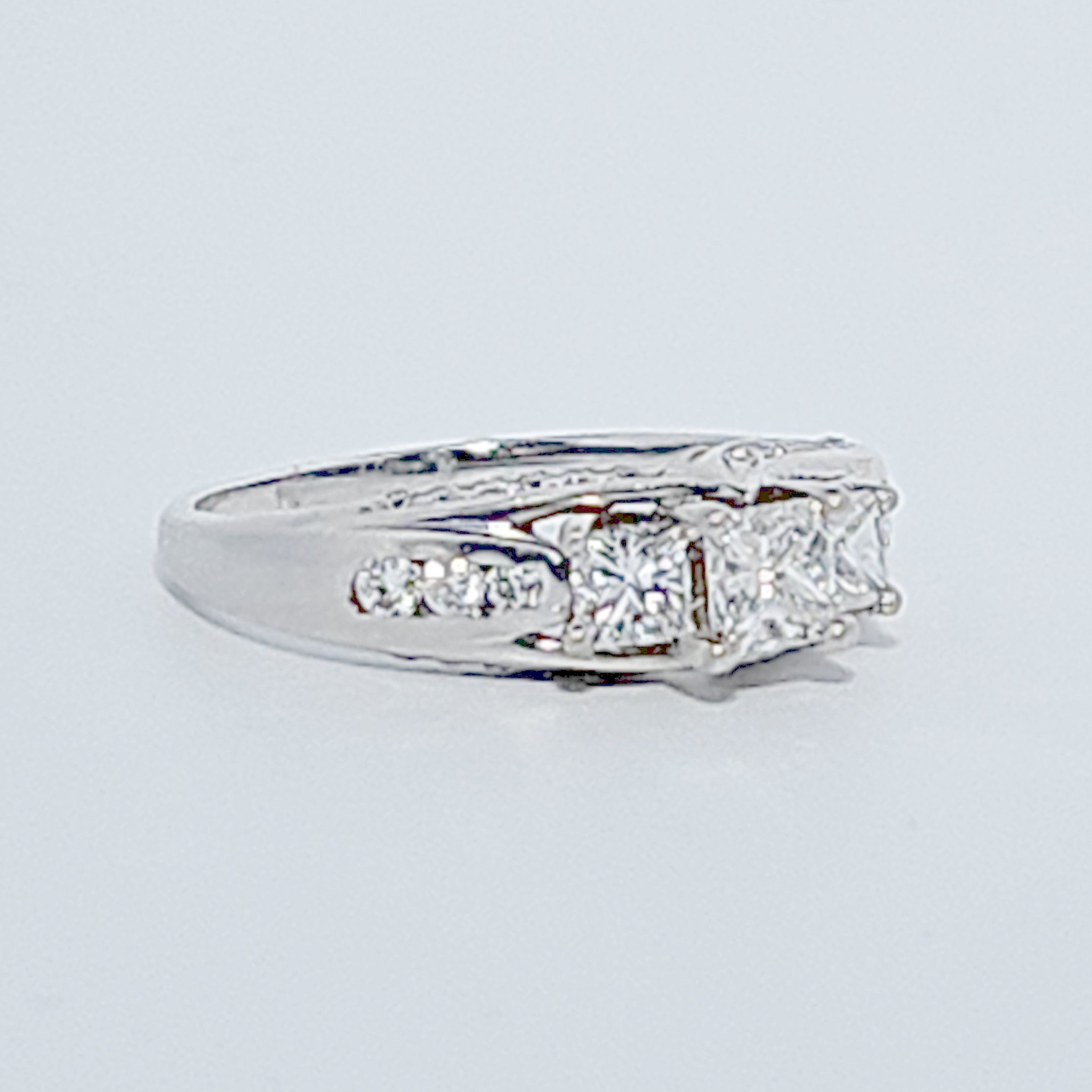 Princess cut Ring , Natural Diamonds (1.00CTW) G/I1, 14K White Gold, Size 7