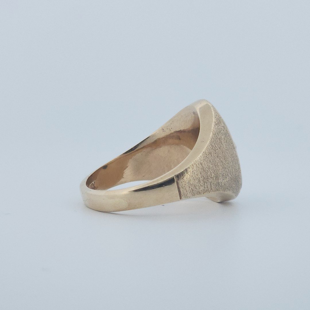 Men Signet Ring with Diamond, 10K Yellow Gold, 10.3G