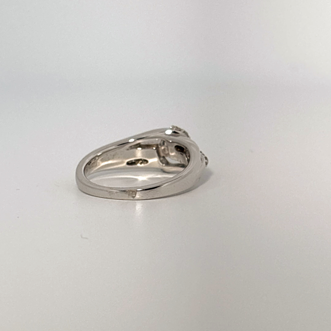 Side 0.62ct, Center 1/4ct Natural Diamonds, Women Ring, 14K White Gold