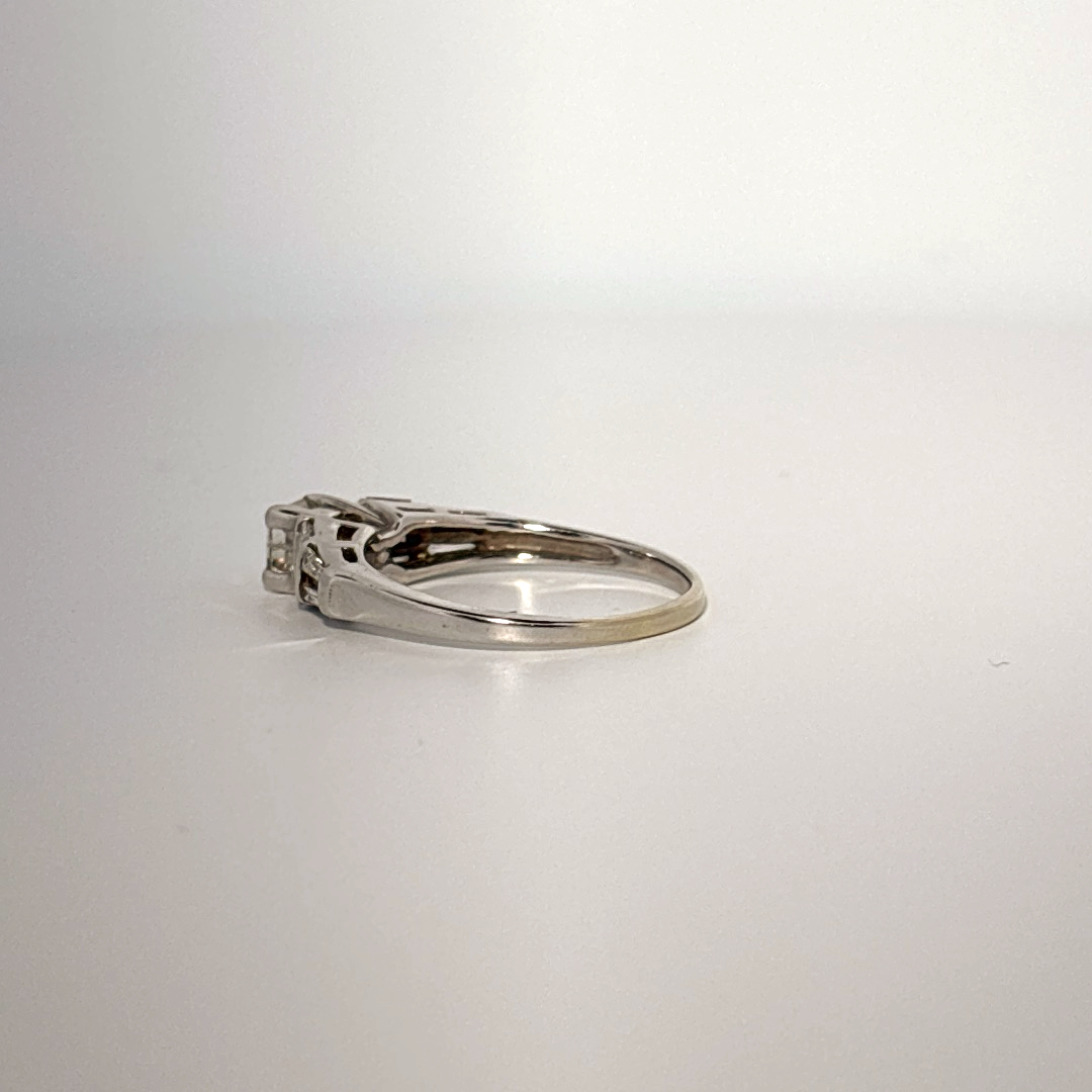 Side 0.75ct, Center 1/2ct H/VS1 Natural Diamonds, Women Ring, 14K White Gold