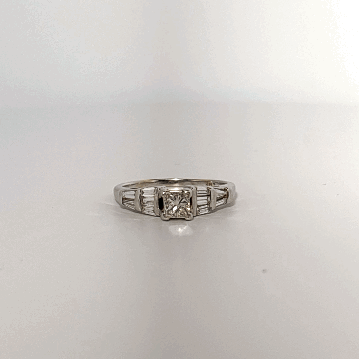 Side 0.75ct, Center 1/2ct H/VS1 Natural Diamonds, Women Ring, 14K White Gold