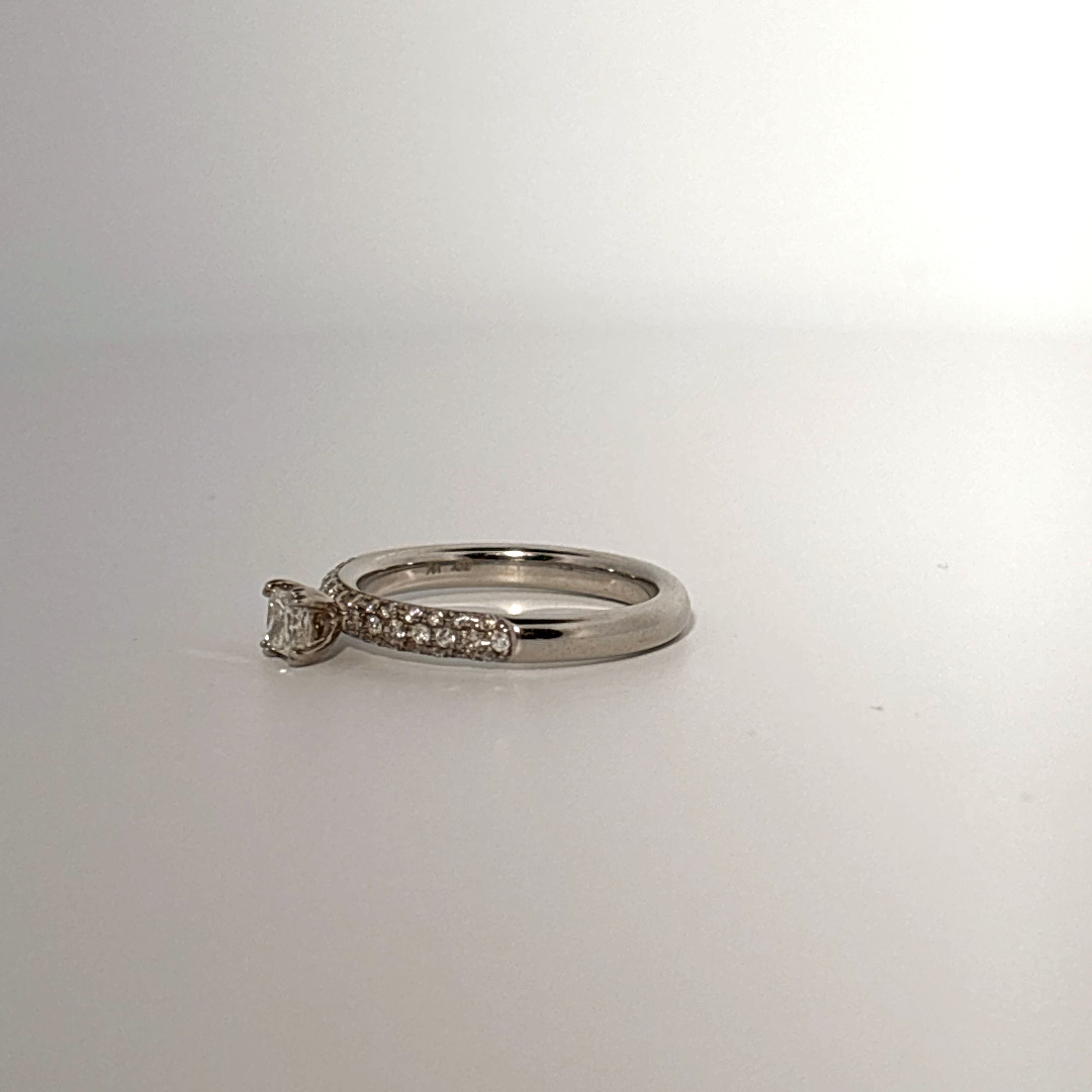 Women Solitaire Ring, Natural Diamonds 0.50 CT TW, H/SI1 14K White Gold