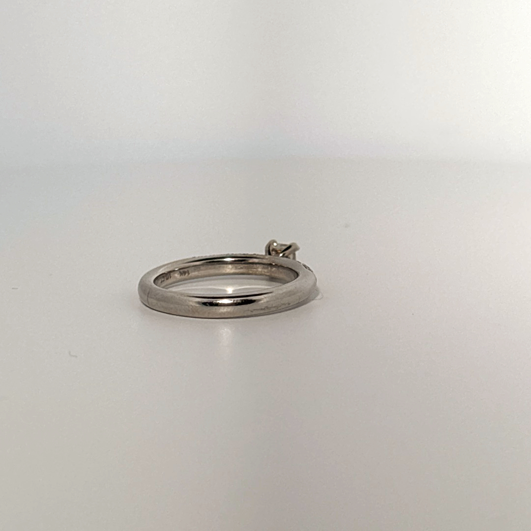 Women Solitaire Ring, Natural Diamonds 0.50 CT TW, H/SI1 14K White Gold
