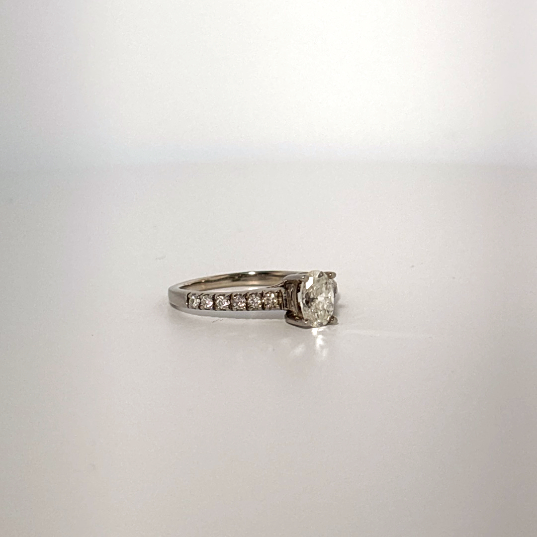 Side 0.77ctw, Center 0.52ct G/SI1 Natural Diamonds, Women Ring, 14K White Gold