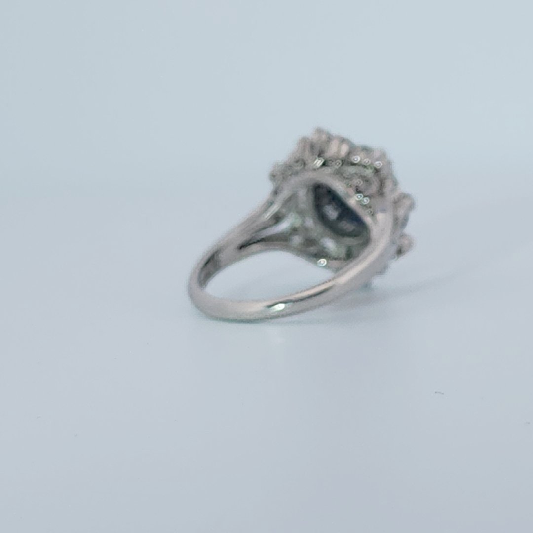 Cabochon Fire Opal 1.62ct with 0.73ctw Diamonds Ring, Platinum 900