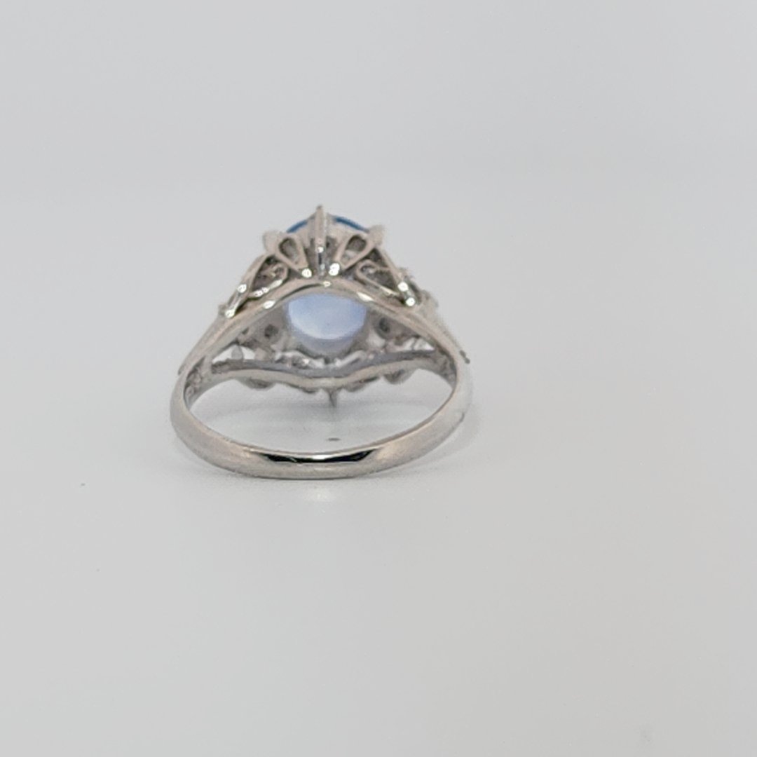 Natural No Heat Notable Sapphire 1.856ct with 0.17ctw Diamonds Ring, GIA (2231369255) Certified  Platinum 900