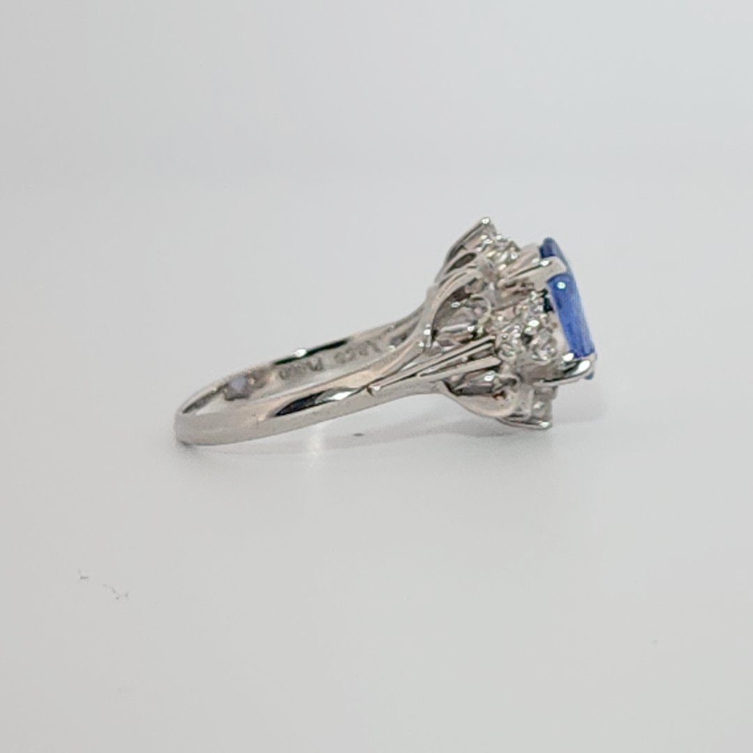 Natural No Heat Notable Sapphire 1.856ct with 0.17ctw Diamonds Ring, GIA (2231369255) Certified  Platinum 900
